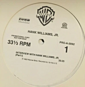 RADIO SHOW: 10/83 1 LP INTERVIEW w/HANK WILLIAMS JR., 70 MIN, SCRIPT, RARE - Picture 1 of 3