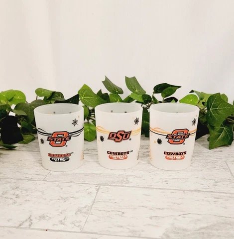 OKLAHOMA STATE University COWBOYS plastic Frosted Shot Glasses Football Cover