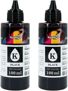 2 Bottles 200ML Koala Sublimation Ink BLACK for All Inkjet Printers - Picture 1 of 11