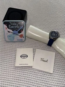 Women's FOSSIL Blue Day/Date Multifunction Silicone Band Quartz Watch, ES-2872 * - Picture 1 of 12