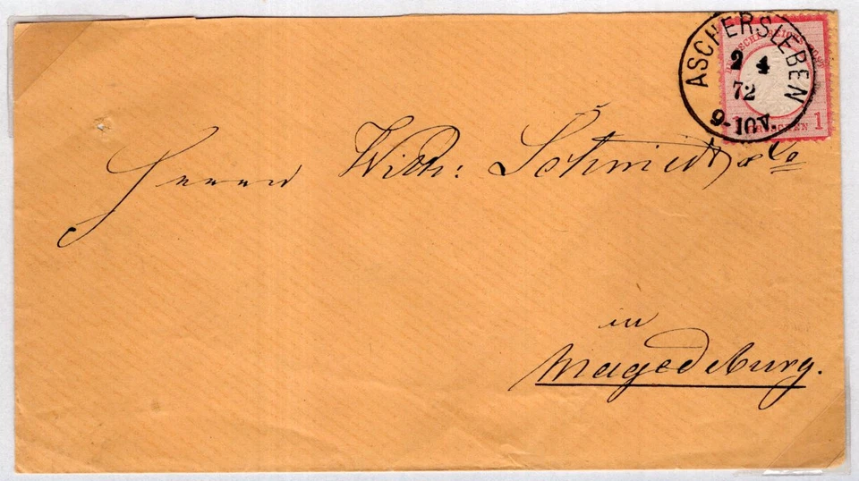 GERMANY, 1872, CLASSIC COVER, ASCHERSLEBEN TO MAGDEBURG - Image 1 of 1