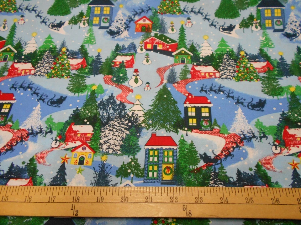 Tela Navidad en el pueblo de 1 yarda Foto 1 de 1