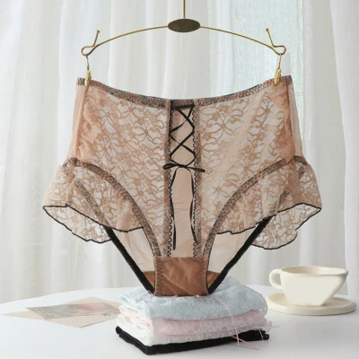 Ropa interior sexy para mujer de encaje transparente lencería calzoncillos de malla bragas bragas Foto 1 de 4