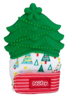 Nuby Happy Hands Teething Mitten BPA Free Christmas Tree Holiday New - Image 1 of 2