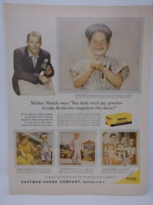 Kodak MICKEY MANTLE and Family ad 1959 - Image 1 of 3