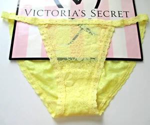 VICTORIA'S SECRET PINK Wink Lace String Bikini Panty VS Mellow Yellow S M L XL - Picture 1 of 4