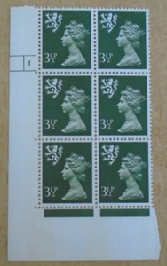 1974 Scotland 3.5p Grey Green FCP(H)/PVAl Cyl 1(17) no dot cylinder block MNH. - Picture 1 of 2