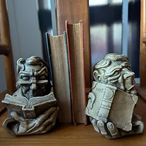 Vtg Gothic Agatha Christie Immanuel Kant Bookend Set Levesque Toscano 90s Librar - Picture 1 of 24