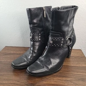 Womens Harley Davidson Studded Black Boots With Heel Size 7 - Picture 1 of 13