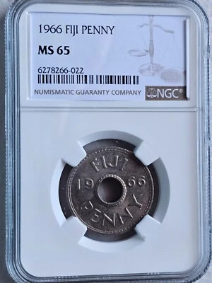 Fiji 1 Penny 1966 NGC MS 65 - Image 1 of 2