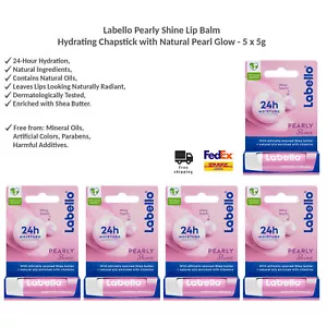 Labello Pearly Shine Lip Balm - Hydrating Chapstick with Natural Pearl Glow x5 - Picture 1 of 6