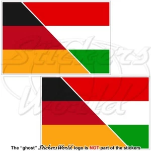 DEUTSCHLAND-UNGARN Deutsch-Ungarisch Flagge, 75mm Vinyl Aufkleber x2 - Bild 1 von 1