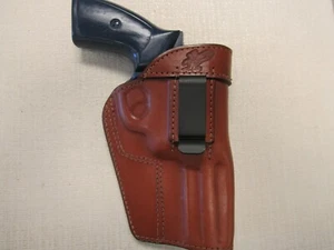 Ruger GP100,357 magnum, iwb, owb, ambidextrous BROWN leather revolver holster - Picture 1 of 4