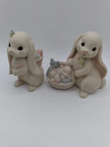 Lot Of 2 Home Interiors 1999 Lovin Bunnies Ceramic Figurines Easter Spring - Picture 1 of 10