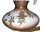 10" Antique Oil Kerosene Lamp Applied Gold Rose,S  For Aladdin Rayo B&H   T-2