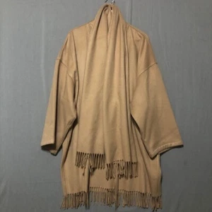 Salvatore Ferragamo Womens Cashmere Wool Cape Poncho Fringe Camel - Picture 1 of 9