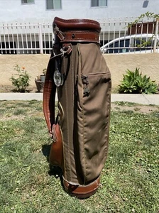 Vintage Hot-Z Leather/cloth/vinyl Golf Bag Burgundy Pro Group Inc USA Made 6way - Picture 1 of 6