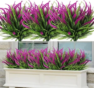 Artificial Flowers for Outdoors 8 Bundles UV Resistant Fake Indoor Plants Large - Picture 1 of 12
