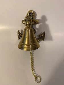 Vintage Brass Nautical Anchor Door Knocker Bell Maritime Wall/Door Mount - Picture 1 of 8