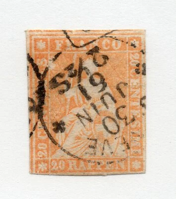 Швейцария - Sc # 39 б/у (крошечная точечная дыра) / зеленая нить / 1861 CDS - лот 0921044 - Изображение 1 из 2