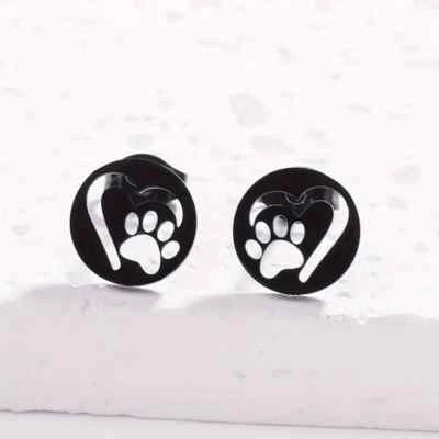 Ohrringe Ohrstecker Pfote Herz Tier süß Edelstahl Damen Herren UNISEXOHRSTECKER - Bild 1 von 4