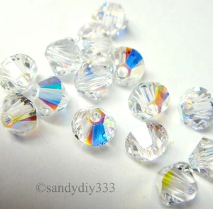 144x SWAROVSKI 5328 CLEAR CRYSTAL AB 4mm BICONE XILION BEAD - Picture 1 of 2