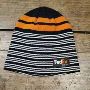 Fedex Federal Express Ground Beanie Hat Cap Stocking Winter Black Orange - Picture 1 of 5