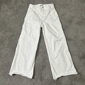 Paige Women's Anessa Utility Jeans White Size 26 Wide Leg Crop - Picture 1 of 6