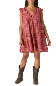 Lucky Brand Women’s Printed Peasant Mini Dress, Red, XLarge - Picture 1 of 1