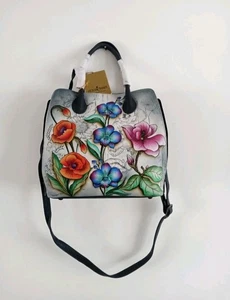 Women's Anuschka Leather Hand Painted Cross Body Handbag - Picture 1 of 7