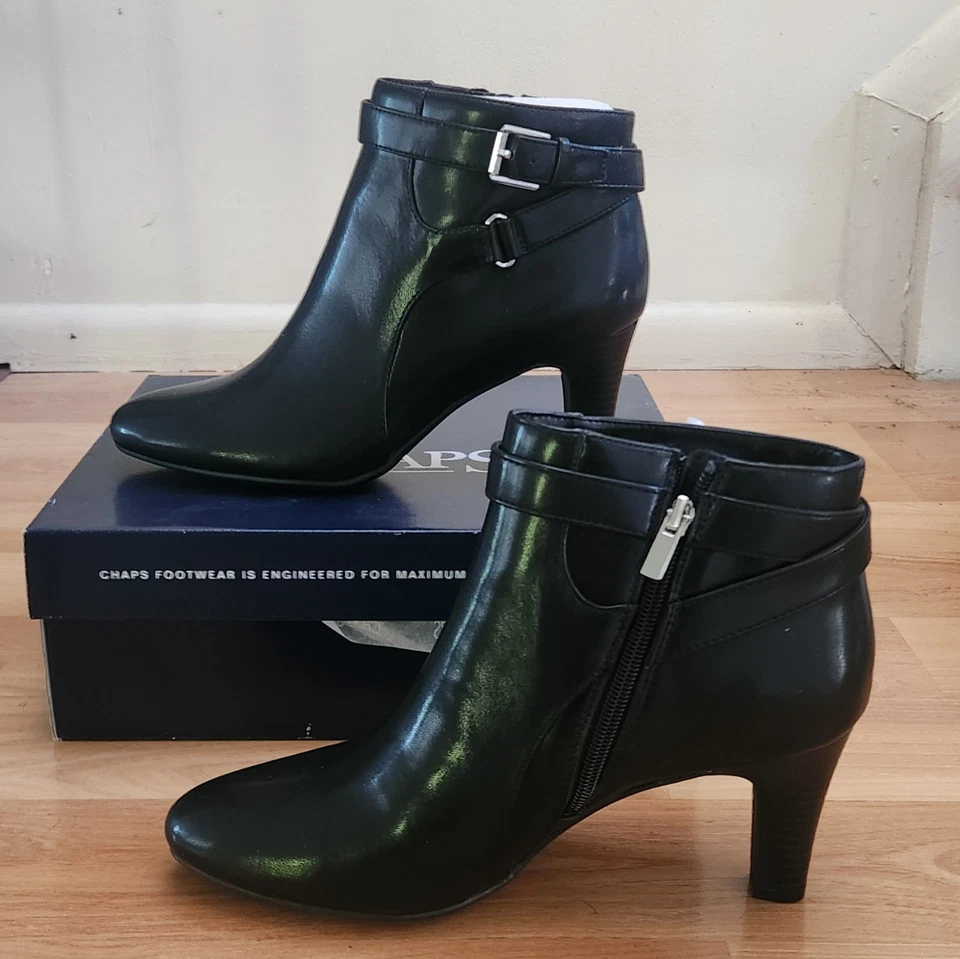 Chaps 'Cassady' Black Heeled Ankle Boot. Womens 10B. 3" Heel. NEW IN BOX" - Image 1 of 4