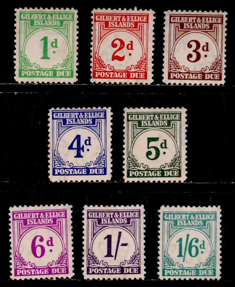 GILBERT & ELLICE IS. BRITÁNICO: SELLOS 1940 SIN USAR FRANQUEO DEBIDO CONJUNTO SCT#J1-8 CV$111 Foto 1 de 1