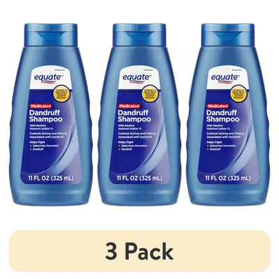 (PAQUETE DE 3) Champú para caspa medicado Equate con sulfuro de selenio 1%, 11 fl oz... Foto 1 de 3