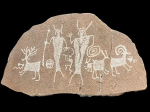 VTG Prehistoric Native American Petroglyph Stone Art Replica Signed-artist Unkwo - Picture 1 of 7