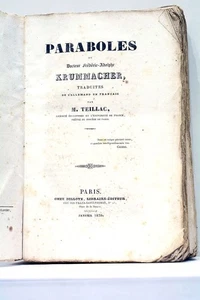 LIVRE ANCIEN KRUMMACHER PARABOLES LITTERATURE ET MORALE 1838 - Picture 1 of 4