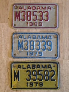 RARE LOT 1978, 78, 80 Alabama MOTORCYCLE License PlateS - Nice Original - Picture 1 of 3
