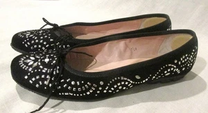 Paul Mayer Attitudes Flats 7.5B Cozy Banjo Black Suede Silver Studding Overall - Bild 1 von 8