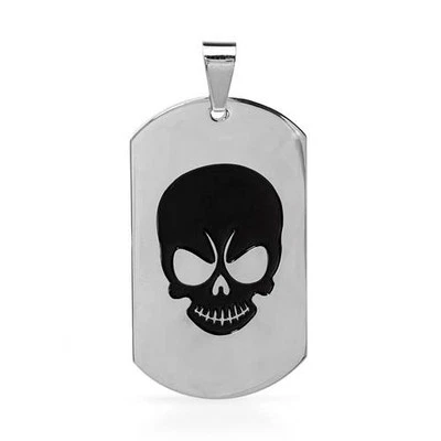 Genial colgante con etiqueta de perro calavera en acero inoxidable. Foto 1 de 2