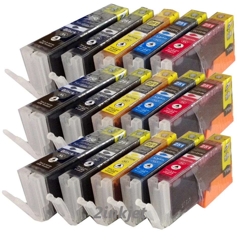 15 Pack New PGI-250XL CLI-251XL Ink w/chip For Canon Pixma MG5420 MG6320 Foto 1 de 1