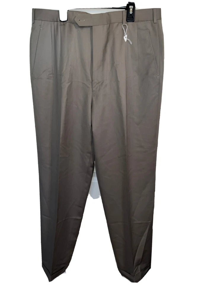 Belvest Single Pleat Slash Pockets Olive Green Tones Men's Pants Size 36W X 33L - Image 1 of 4