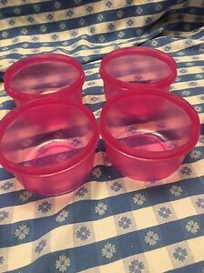 Tupperware Serving Center Bowls Set of 4 Bright Pink 14 Ounce