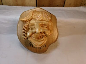 Vintage handgeschnitzte "Romeo" Holz 3-dimensionale Gesichtsplakette - Bild 1 von 6