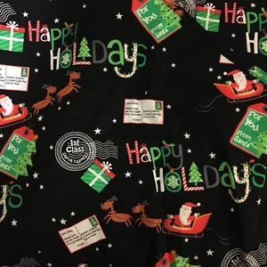 Scrub Star "Happy Holidays" V-Neck, Pockets Scrub Top Size L Large - Picture 1 of 4