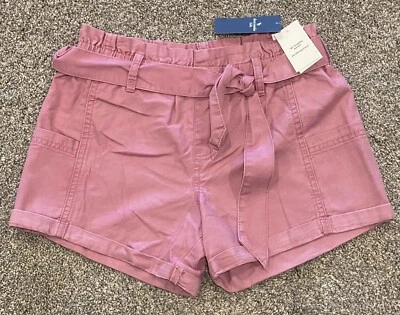 NWT Abercrombie Kids Girls High Rise Paperbag Waist Shorts Mauve Pink 11 12 - Image 1 of 2