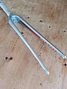 NEU ORIGINAL GIANT RAPID 1 GABELN OHNE SCHEIBE. KOMPOSIT. SILBER MIT ROTEN AUFKLEBERN - Bild 1 von 7