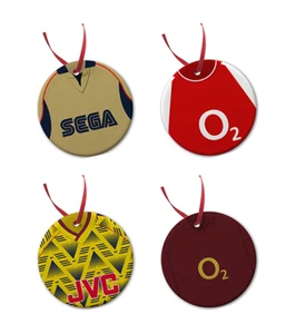 Arsenal Retro Shirt Kits Weihnachtsbaum Dekoration Bummeln Keramik flach 4er Pack - Bild 1 von 5