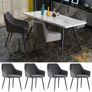 1/2/4 X Dining Chairs Set Velvet Padded Seat Metal Leg Kitchen Chair Home Office - Picture 1 of 16