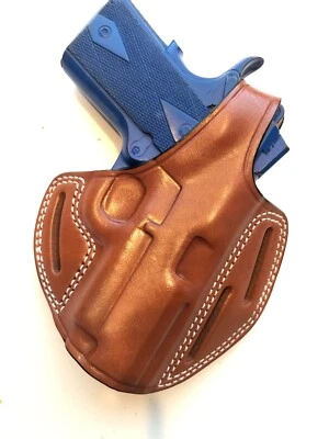 Leather PANCAKE Holster - COLT Officer, KIMBER 1911  3” Barrel (# 8093 BRN) - Image 1 of 4