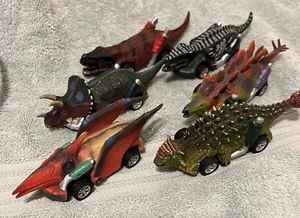 Dinobros Dinosaur Toy Pull Back Cars Bundle / Lot 6 Assorted Cars Fun Car Lot - Picture 1 of 10