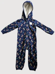 * CARTER’S blau Elch Print Kapuze Fleece Einteiler Overall Strampler Jungen 18 m - Bild 1 von 4